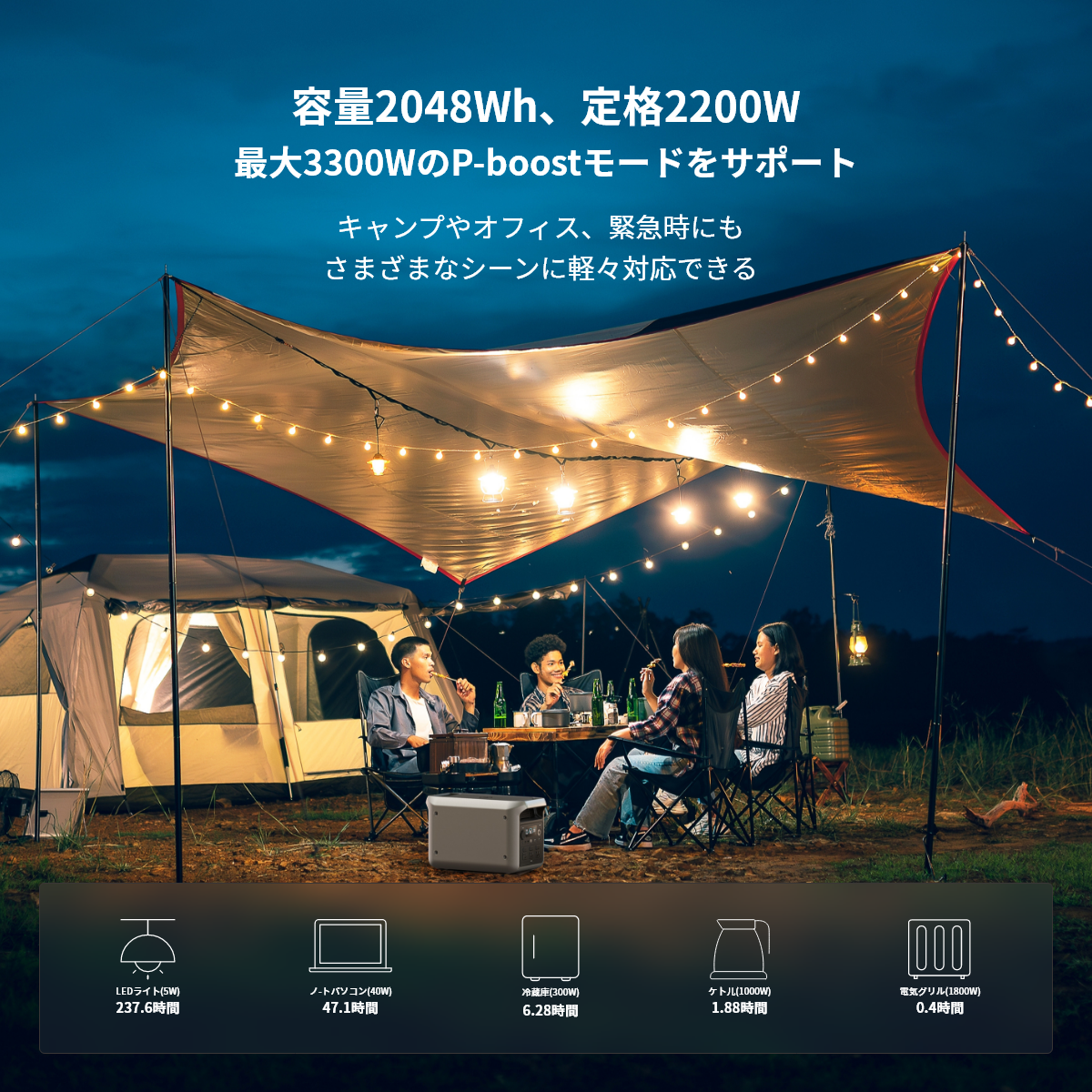 【新発売】Dabbsson 2000L ポータブル電源 | 2048Wh,2200W