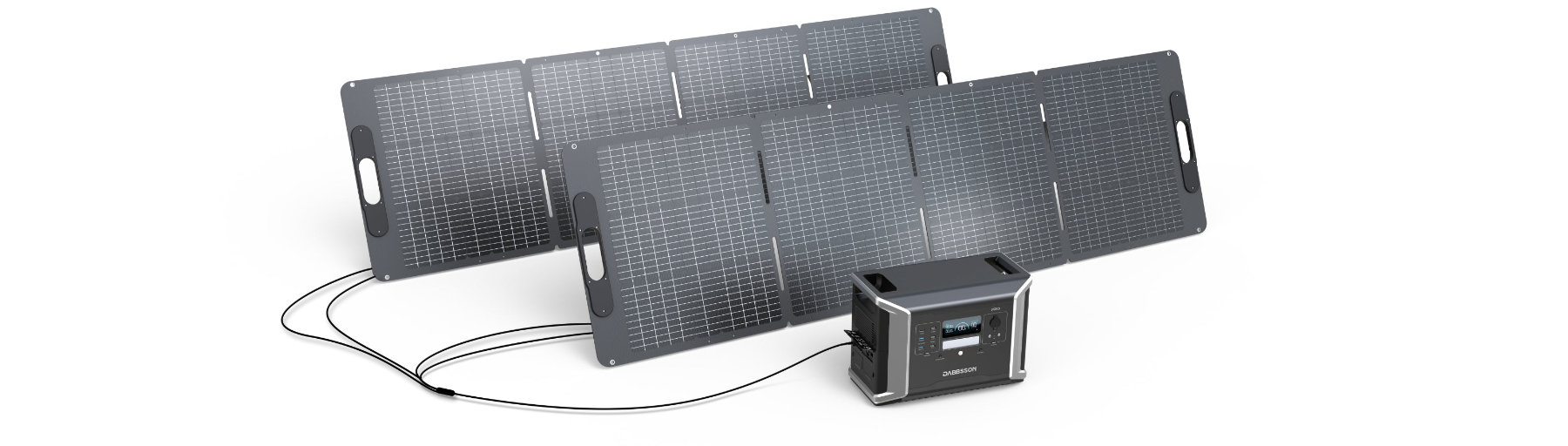 革新的なソーラーパネルで、どんな場合にも簡単に設置できます。どこでもソーラーパワーを活用できる。最大1200WのMPPTソーラー充電を楽しもう!わずか1.6時間でフル充電。DBS1400 Proポータブル電源を2台と拡張バッテリー4台を接続すれば、最大7200Wの高速ソーラー充電可能。