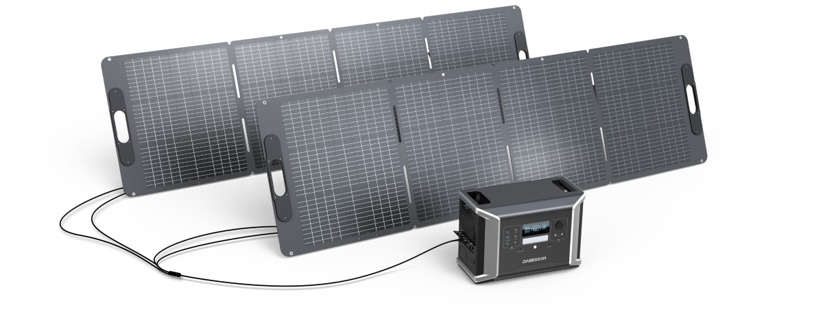 革新的なソーラーパネルで、どんな場合にも簡単に設置できます。どこでもソーラーパワーを活用できる。最大1200WのMPPTソーラー充電を楽しもう!わずか1.6時間でフル充電。DBS1400 Proポータブル電源を2台と拡張バッテリー4台を接続すれば、最大7200Wの高速ソーラー充電可能。