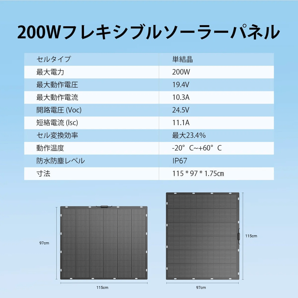 Dabbsson 200Wフレキシブルソーラーパネル - Dabbsson JP